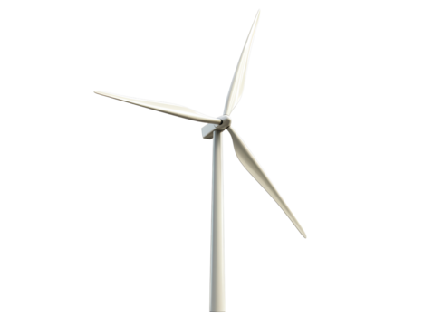 Wind turbine, white isolate background transparent background
