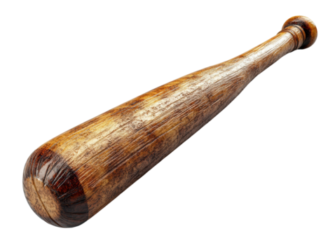 Wooden baseball bat, white isolated background transparent background