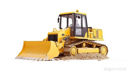 Obraz premium Yellow bulldozer on a construction site