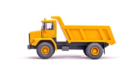 Yellow dump truck with rocks spilling out