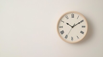 Minimalist wooden clock on white wall