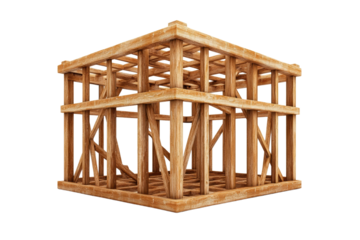 Wooden structure, white isolate background transparent background