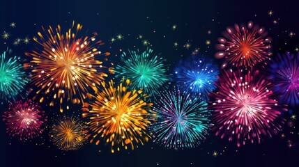Colorful Fireworks Display against a Dark Sky