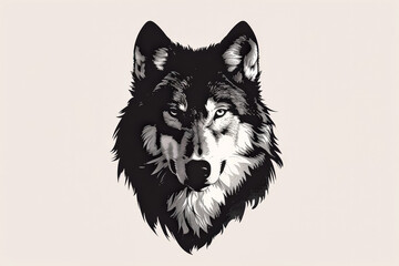 Fototapeta premium Wolf with a piercing stare is the main focus of the image. The wolf's eyes are the most prominent feature, drawing the viewer's attention. The image has a dark and moody atmosphere