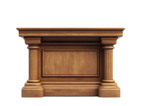 Wooden table design, white isolate background transparent background