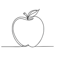 Apple. Icon. Vector drawing. One-line drawing. A simple drawing depicting a continuous line of a item apple.
