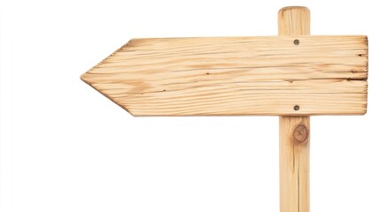 Blank wooden arrow sign isolated on white background