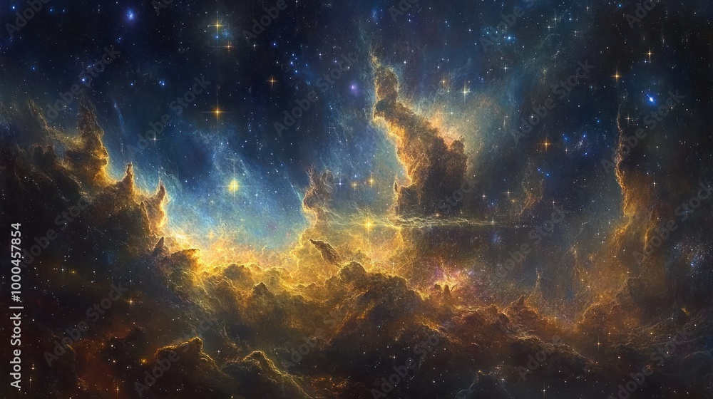 Wall mural A Celestial Landscape of Nebulae and Stars