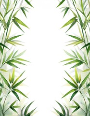 Green bamboo leaves frame