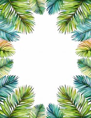 Tropical palm leaves frame