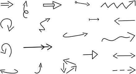 Thin handdrawn black arrows set