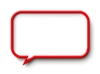 Naklejka premium Red Speech Bubble Outline on White Background