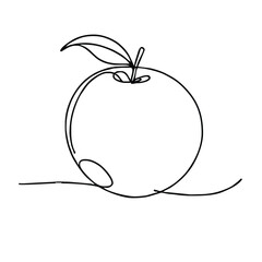 Orange. Icon. Vector drawing. One-line drawing. A simple drawing depicting a continuous line of a item orange.