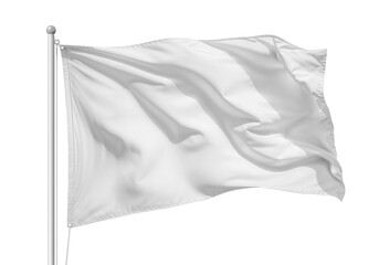 White flag waving in the wind on flagpole, isolated on transparent background. Created using generative AI tools