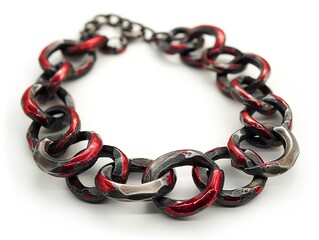 Obraz premium Red and Black Chain Bracelet: Bold Statement Jewelry