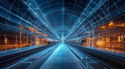 Pictures of high-speed trains running past towering buildings in modern cities