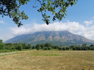 Taburno montagna foschia alberi foglie appennino campania via francigena