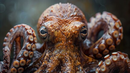 Fototapeta premium Close-Up of an Octopus's Eye and Tentacles