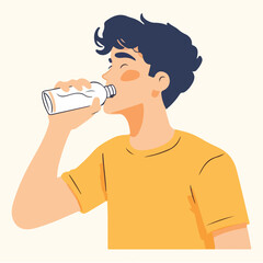 A man drinking milk vector illustration