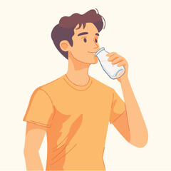 A man drinking milk vector illustration