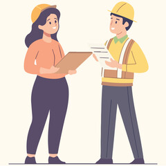 Architect discusses the project with the customer vector illustration