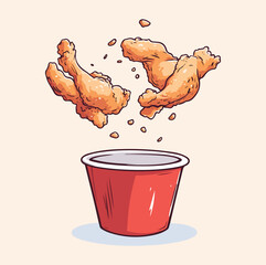 Free vector flying fried chicken with bucket cartoon © Shabnam