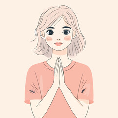 Praying girl cartoon Vector illustration