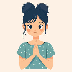 Praying girl cartoon Vector illustration