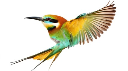 Obraz premium A beautifully detailed illustration of a bee-eater bird in flight, captured in full body