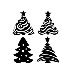 Christmas tree set Illustration.