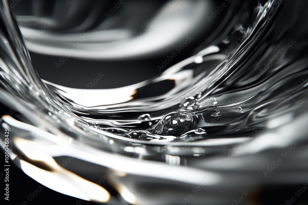 Poster abstract close up of swirling water in a glass set against a monochrome backdrop capturing the fluid