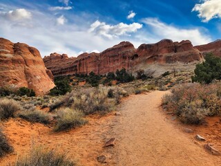 Fall Trail to Fiery Furnace in Arches National Park in Utah.