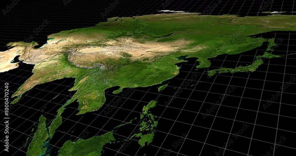 Poster land, grid and world graphic of aerial view for topography, geology and earth map with global data o
