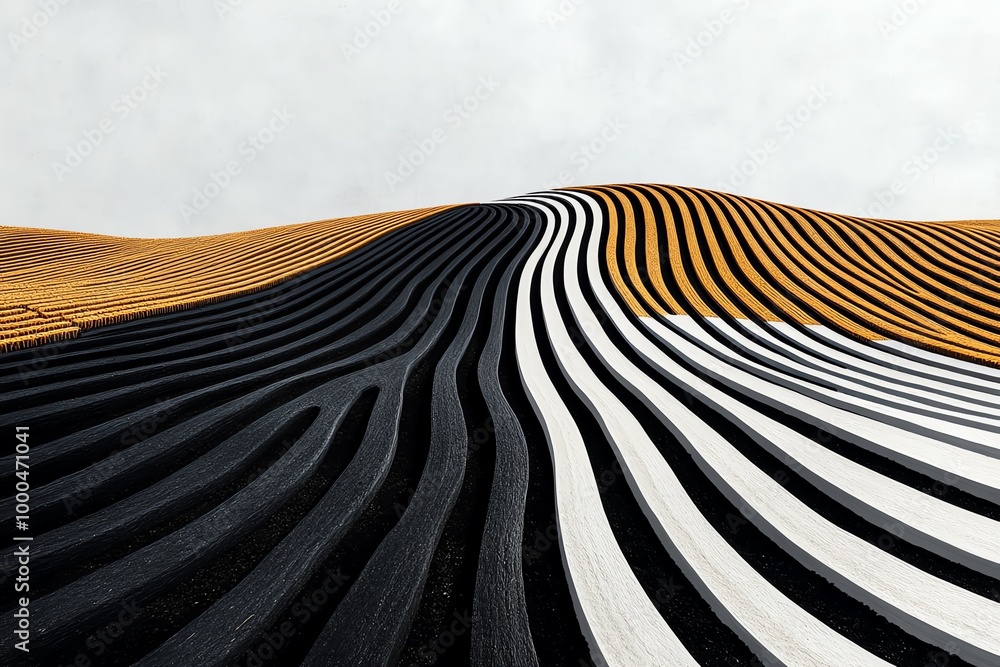 Aufkleber Minimal crop field design, with abstract lines and shapes representing rows of crops growing, capturing the essence of farming in a minimalist way