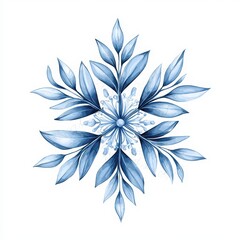 Fototapeta premium Delicate blue floral design on a white isolated background.