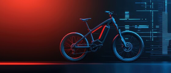 Fototapeta premium Electric bike on a futuristic background with neon lights.