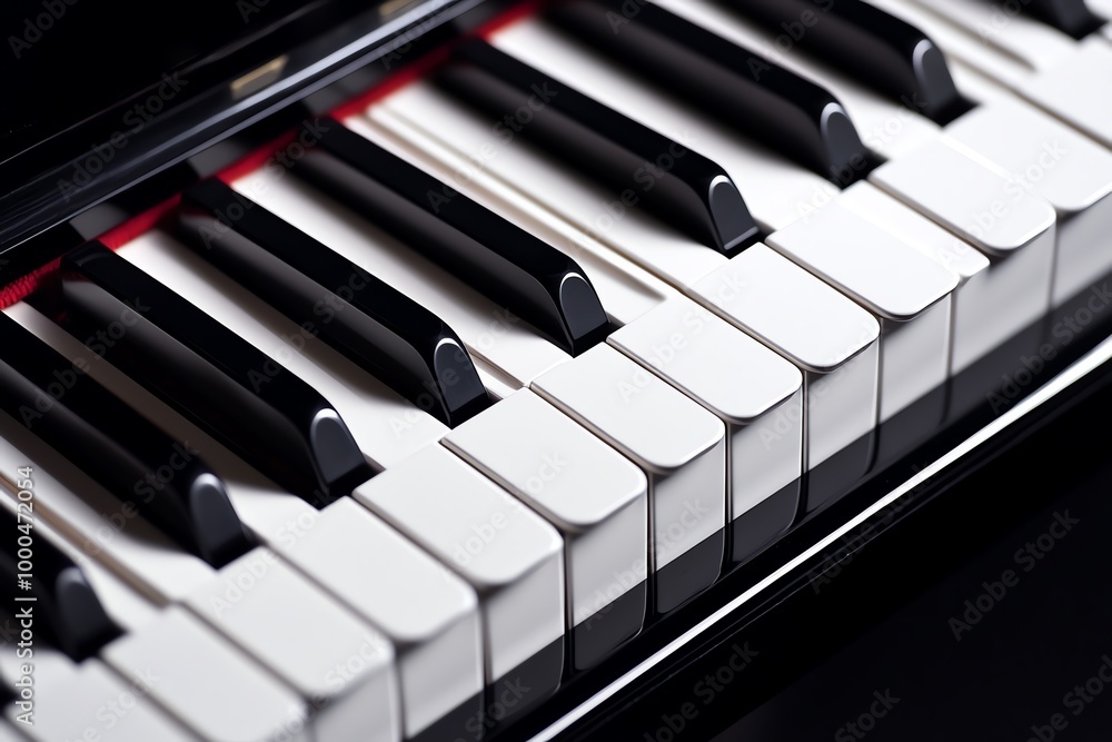 Poster Minimal piano key design, with simple black and white lines representing the keys of a piano in a modern, abstract way