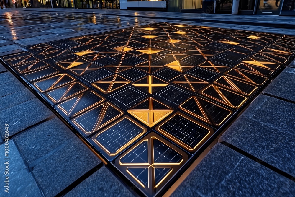 Aufkleber minimal solar panel design, with geometric shapes forming a simple grid, representing the power of t