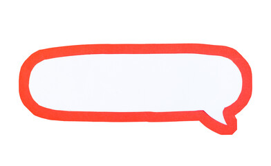 Red speech bubbles in style of paper pieces isolated on white