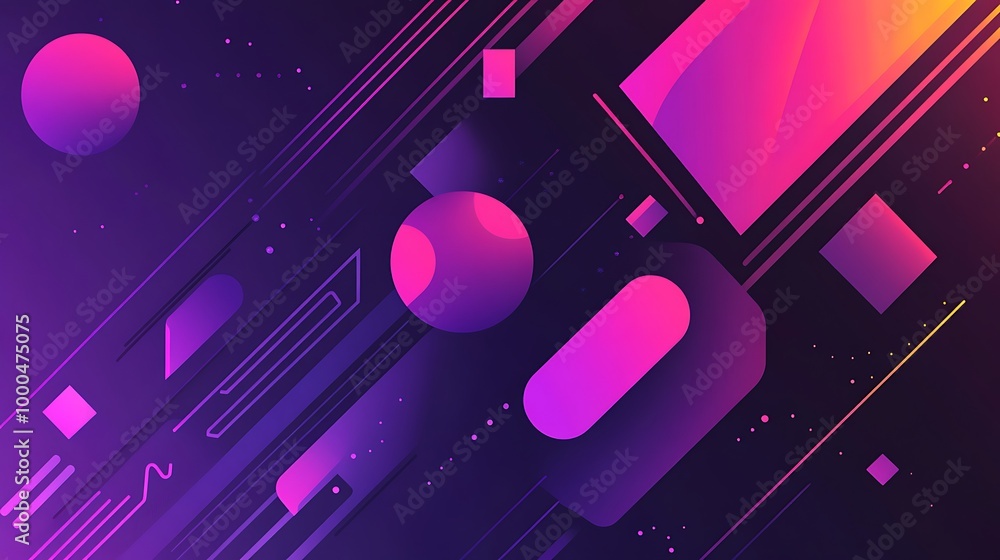 Poster Abstract geometric background with vibrant gradient colors and diagonal lines.