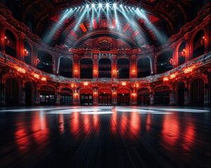 Obraz premium Empty theater with ornate decor, grand and silent, Urban, Soft tones, Photograph, Cultural heritage