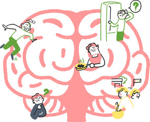 認知症の症状と疑い　ストックイラスト素材
