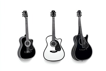 Fototapeta premium Minimalist guitar icon, with clean lines and simple shapes representing an acoustic guitar, capturing the essence of music in a sleek, modern style