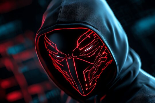 Minimalist hacker avatar silhouette, using abstract, bold lines to represent a faceless digital infiltrator