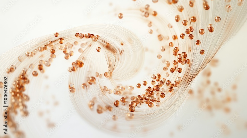 Poster beautiful capsules swirl in dynamic trails, creating an abstract pattern on a white backdrop, offeri