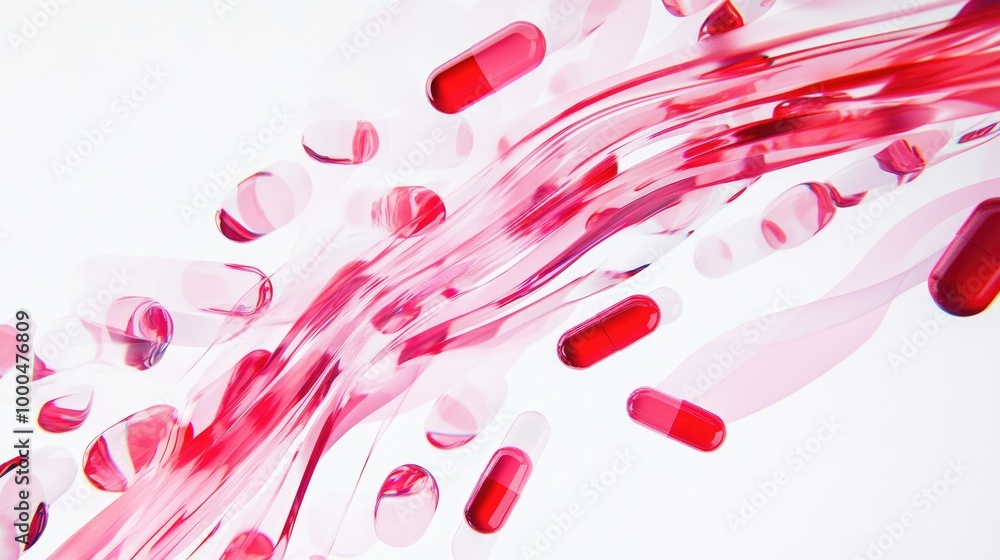 Aufkleber beautiful pills in dynamic swirling trails create an abstract pattern on a white background, perfect