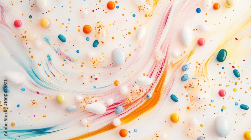 Aufkleber beautiful pills in dynamic swirling trails create an abstract pattern on a white background, perfect
