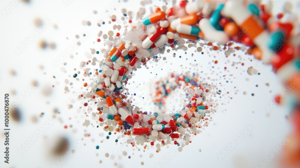 Aufkleber mesmerizing capsules in swirling trails form a stunning abstract pattern on a white background, crea