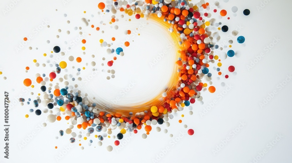Aufkleber beautiful capsules and pills form swirling trails, creating a mesmerizing abstract pattern on a whit