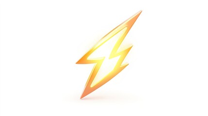 A front view 3D lightning icon designed for maximum impact, featuring sharp angles and a dynamic shape that conveys energy and power. Set against a clean white background, 
